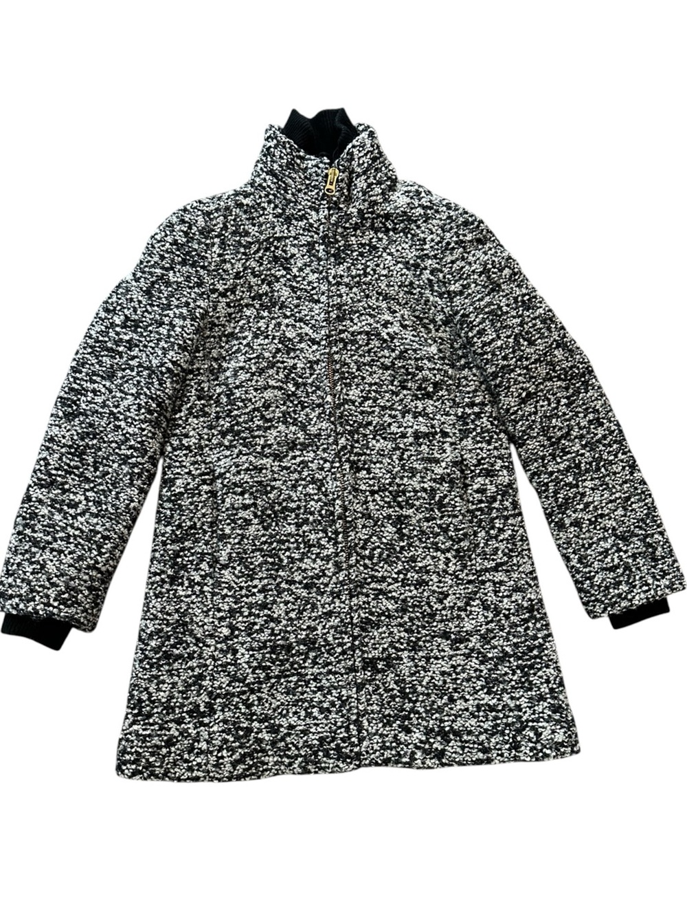 J. CREW Italian Wool black & white hip length coat size 0